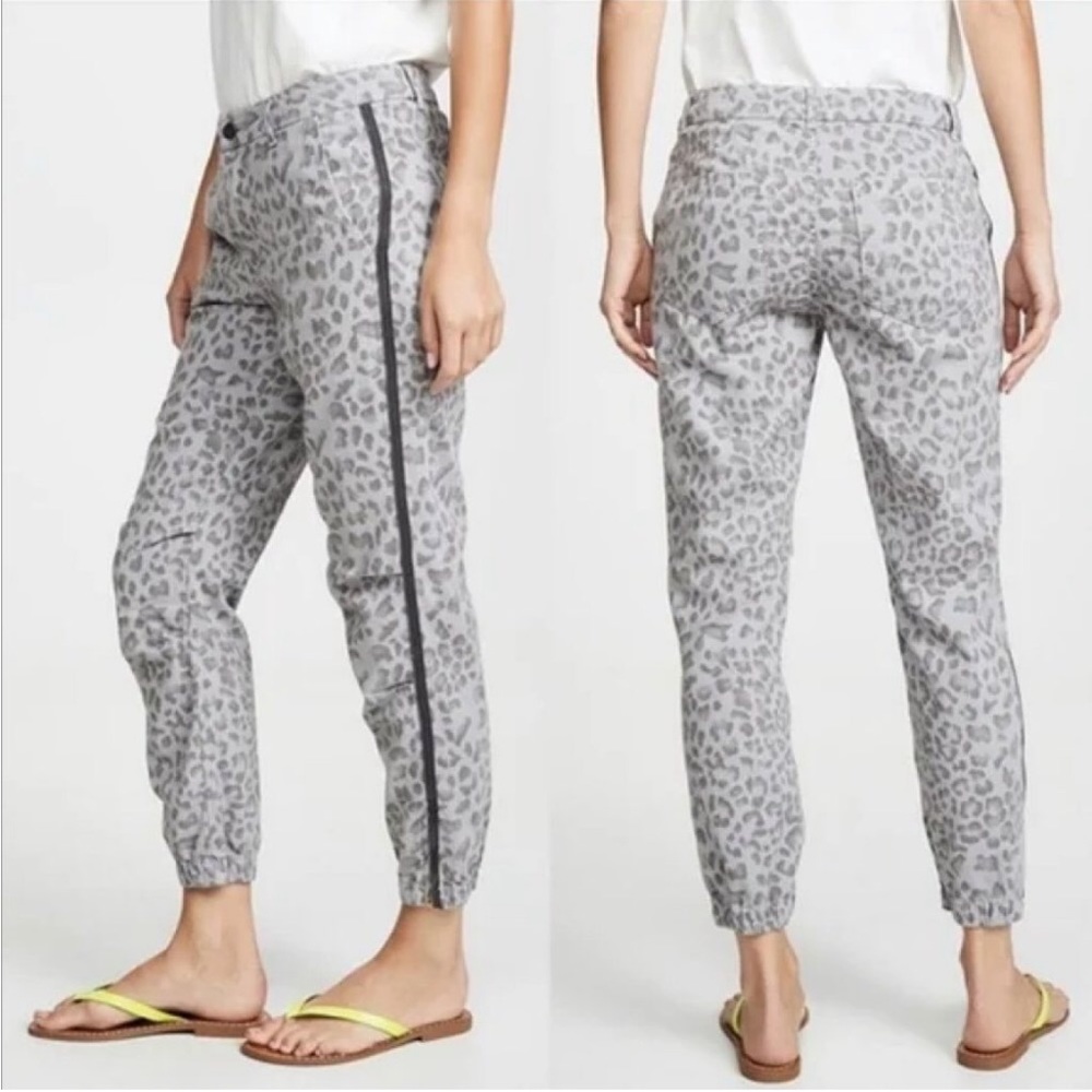 Sundry Grey Leopard Print Chino Jogger Pants w Pockets Soft 100% Cotton Size 26